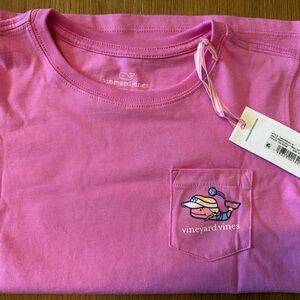 Vineyard Vines Kids Magenta Tee with Fun Pocket Design